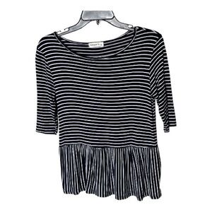 Ginger G Blue and White Striped Peplum Striped Tee Shirt Top Size Small